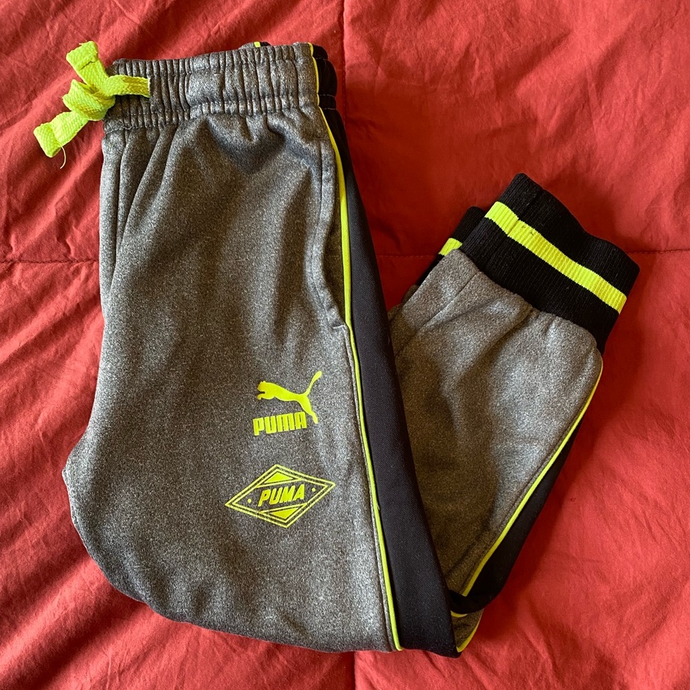 Puma joggers - grey with neon yellow and black - boys 5